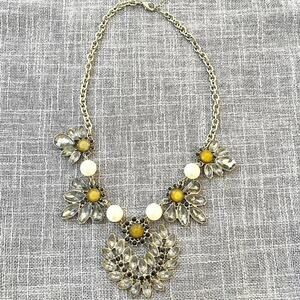 Grey Rhinestone Pearl Statement necklace Bib Black Tie Glam Coquette Goth Fairy‎